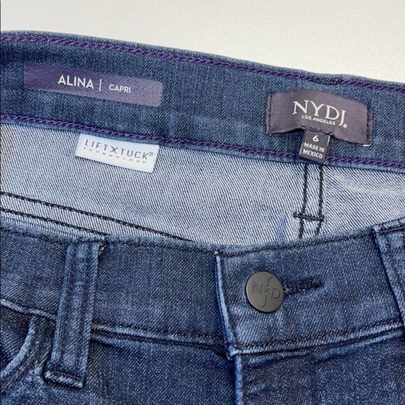 NYDJ Womens 6 ALINA BLUE JEAN CAPRI - LIFT TUCK - Picture 4 of 4